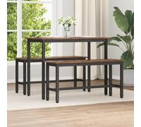 Ordellia Smoked Oak Dining Table Bench, Set of 2, Wood Material and Steel, 100 x 32.5 x 48.5 cm, Height Adjustable, for Dining Room, Living Room and Indoor Use