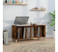 Ordellia Smoked Oak Record Cabinet, 100 x 38 x 48 cm, Storage Space for LP Records, Sideboard, Lowboard or TV Cabinet for Living Room, Office and Study