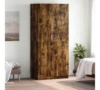 Ordellia Smoked Oak Wardrobe, 90 x 52 x 200 cm, Wood Material with Clothes Rail Behind 2 Doors, Large Storage Space for Bedroom, Hallway and Wardrobe