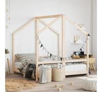 Ordellia Solid Pine Cot Bed 2 x 70 x 140 cm with Slatted Frame, Cot Bed and Toddler Bed for Children's Room, Low Entrance, Natural, for 18 Months to 4 Years