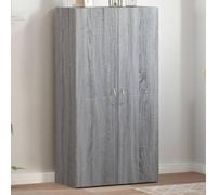 Ordellia Sonoma Grey Filing Cabinet Made of Wood Material 60 x 32 x 115 cm with 2 Doors and Lots of Storage Space for Office Supplies, Folders, Files, Documents, Paper, Home Office