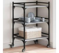 Ordellia Sonoma Kitchen Trolley Grey Made of Wood Material and Steel, 50 x 35 x 75.5 cm with Wheels and Brakes, Storage Space for Kitchen, Living Room and Bathroom, Flexible as Serving Trolley