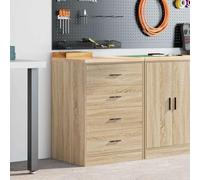 Ordellia Sonoma Oak Garage Storage Cabinet Made of Wood Material and Solid Pine 60 x 51 x 85 cm 4 Drawers 60 kg Load Capacity for Workshop and Storage