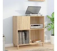 Ordellia Sonoma Oak Record Cabinet Made of Wood Material, 84.5 x 38 x 89 cm, Record Storage with Turntable Space, Display Cabinet Living Room Office Storage Space