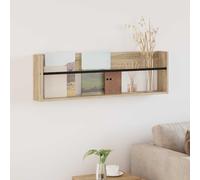 Ordellia Sonoma Oak Wall Mounted Magazine Rack Made of Wood Material, 100 x 12 x 30 cm, Durable Magazine Rack for Living Room, Office, Hallway, Waiting Room, Space Saving Storage
