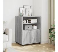Ordellia Sonoma Rolling Container Grey 60 x 48 x 81 cm Wood Material Rolling Cabinet with Doors, Open Compartments for Office Study Home Office, Storage Space and Sturdy Shelf