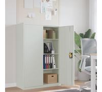 Ordellia Steel Filing Cabinet 90 x 40 x 140 cm Grey with 2 Doors 3 Adjustable Shelves Folder Cabinet for Files Office Cabinet with Three-Point Lock Office Archive