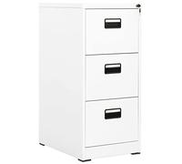 Ordellia Steel Filing Cabinet White 46 x 62 x 102.5 cm with 3 Drawers Lock, Hanging File Cabinet for A4 Legal Files, Document Storage in the Office, Home Office