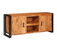 Ordellia TV Cabinet Solid Wood Acacia Brown 120 x 33 x 50 cm with Shelf, Iron Legs and 2 Doors, Media Storage for Living Room, Home Cinema, Gaming, Storage Space and Order