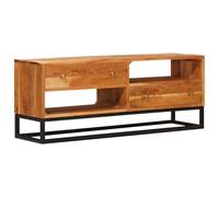 Ordellia TV Cabinet Solid Wood Acacia Natural 110 x 30 x 44 cm, Lowboard with 2 Drawers, Metal Frame, Storage Space for Living Room, Indoor, 60 kg Load Capacity