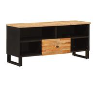 Ordellia TV Cabinet with Shelf Made of Solid Wood, Mango, Brown, 100 x 33 x 46 cm, Lowboard with Drawer, Storage Space for Media Storage, Living Room, Home Cinema, Gaming, Hifi Rack