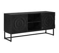 Ordellia TV Lowboard Black with 2 Drawers, Shelf and 1 Door Made of Solid Mango Wood and Wood Material 105 x 30 x 54 cm for Living Room, Home Cinema, Gaming and Organised Media Storage