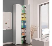 Ordellia White Filing Cabinet Office Cabinet Folder Cabinet Made of Wood Material 60 x 32 x 190 cm with 2 Doors, 5 Compartments and 2 Handles for Office Study Home Office Archive Storage Organisation