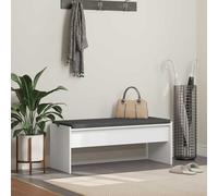 Ordellia White Hallway Bench with Cushion, Wooden Bench, Upholstered Bench, Shoe Bench, Wardrobe Bench, Chest Bench for Hallway, Hallway and Entrance Area, 103 x 38 x 40 cm, Indoor