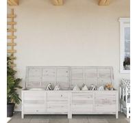 Ordellia White Solid Fir Wood Garden Box 198.5 x 50 x 56.5 cm Storage Box with Lid and Hinge, Storage Space for Cushions, Patio, Balcony and Garden
