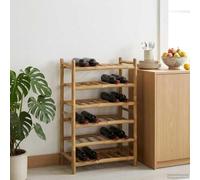 Ordellia Wine Rack Bamboo Natural 57 x 29.5 x 72 cm Bottle Rack for Kitchen Dining Room Living Room Home Bar Drinks Shelf with Organiser and Storage for 1 x Wine Rack