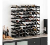 Ordellia Wine rack, bottle rack, drink rack made of solid pine wood and galvanised steel, black, 72 bottles, for kitchen, dining room, living room, basement, dining room, home bar and restaurant