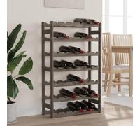 Ordellia Wine Rack for 42 Bottles Made of Solid Pine Wood, Grey, Bottle Rack with 7 Shelves, Wave Design, 62.5 x 25 x 102 cm, for Kitchen, Basement, Dining Room and Home Bar