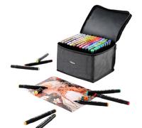 Ordeluxe 120 Colours Dual Tip Art Markers Set, Felt Tip Pens for Adults, Permanent Alcohol Marker Pens for Drawing, Sketching, Anime, Manga, and Graffiti with Carrying Case and Storage Base