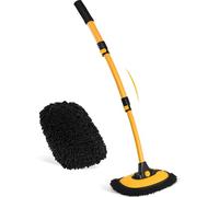 Ordenado 15°Curved Car Wash Brush with Long Handle, 43" Car Cleaning Brush with Extension Pole, Microfiber RV Wash Mop Scratch-Free, Exterior Washer Mop for Washing Roof Truck Camper SUV Caravan Boat
