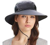 Ordenado Womens Sun Hat UV Protection, Foldable Mesh Waterproof Wide Brim Bucket Hats for Summer Beach Fishing Hiking, 03 Dark Grey, Medium