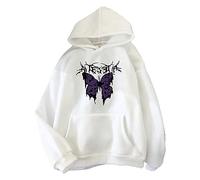 Order Again From My Recent Orders Oversized Sweatshirt Women Plus Size Autumn And Winter Ladies Big Butterfly Sweatshirts Dark Colored Sweater Aesthetic (White, L)