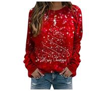 Order Again From My Recent Orders Personalised Sweatshirt Women Women's Pullover Fashion Casual Christmas Cat Printed Pattern O Neck Long-Sleeved Warm Invite only Deals Prime (Red, L)