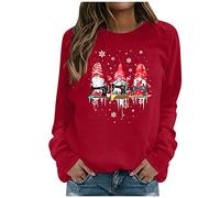 Order Again From My Recent Orders Plain Sweatshirts for Women UK Clearancee Ladies Sweatshirt Easy Merry Christmas Round Collar Long Sleeve Print Blouse (Red, XL)