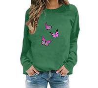 Order Again From My Recent Orders Sweatshirt for Womens Fashion Women's Butterfly Print Casual Fashion Sweatshirt Top Plus Size Holiday Clothes Ladies Daily Deals of The Day (Green, XL)