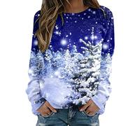 Order Again From My Recent Orders Sweatshirts for Women UK Oversized Women Autumn And Winter Round Neck Colorful Christmas Tree Print Long Sleeve Pullover Holiday Essentials for Women (J, XXL)