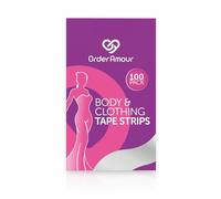 Order Amour Double-Sided Clothing & Body Tape - 100 Strips - Flexible Gel Adhesive for Skin & Fabric - Secure Necklines, Hold Straps in Place, Invisible Fashion Tape - Strong & Gentle on Skin