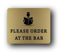 ORDER AT THE BAR Sign - 11.5x9.5cm Brushed Aluminium