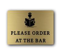 ORDER AT THE BAR Sign - 19.4x14.3cm Brushed Aluminium