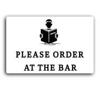 ORDER AT THE BAR Sign - 29.0x19.0cm Brushed Aluminium
