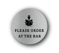 ORDER AT THE BAR Sign - 9.5x9.5cm Brushed Aluminium