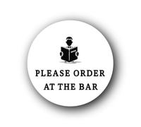 ORDER AT THE BAR Sign - 9.5x9.5cm Brushed Aluminium