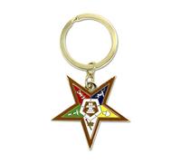 Order of the Eastern Star Masonic Key Chain - [Gold & White][1 1/2'' Tall]