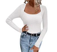 Order Placed Me 2024 Personalised Sweatshirt Women Women's Sexy Slim Solid Color Square Neck Knitting Sweater In Autumn And Winter Long Prime Deals of The Day (White, L)