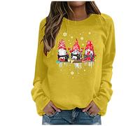 Order Placed Me 2024 Plain Sweatshirts for Women UK Clearancee Ladies Sweatshirt Easy Merry Christmas Round Collar Long Sleeve Print Blouse Today Deals of The Day (Yellow, L)