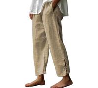 Order Wide Leg Trousers for Women UK Patterned Cotton Linen Casual Joggers with Pocket Drawstring Elastic Waisted Harmes Pants Vintage Baggy Cargo Trousers Sweatpants Holiday 01 Khaki L