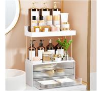 OrderlyGo Makeup Organiser - Upgrade 2 Tier 3 Drawers Large Vanity Organisers, Versatile Cosmetic Storage, Exquisite Bathroom Organiser Storage, Skincare Manager, Dressing Table Organisers, Clear