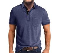 Orders T Shirt for Men UK Short Sleeves Button Down Henley Tops Loose Cotton Polka Dots T-Shirts Elegant Essential Tee Workout Party Blouse Holiday Daily Basic Tank Dark Blue