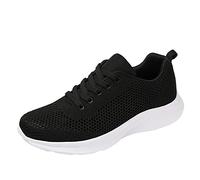 Orders Womens Extra Wide Fit Trainers - Breathable Mesh Walking Running Shoes, Adjustable Lace up Wedge Shoes, Comfortable Bargains of The Day Sale - Black