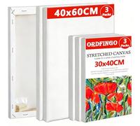 Ordfingo Stretched Canvas for Painting, 6 Packs 30x40, 40x60CM Canvas Set | 280GSM Blank Artist Canvases with Wedges, Triple Primed, Acid Free Painting Canvas Boards for Acrylic, Oil, Watercolor Paint