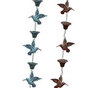 ordinarYone Artistic Rain Chain With Hummingbirds And Flower Cups For Efficient Water Flows Garden Drainage Decoration