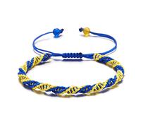 ordinarYone Blue Yellow Bracelet Handmade Braided Flag Bracelet Help Stand Blue and Yellow Wristband Bangle