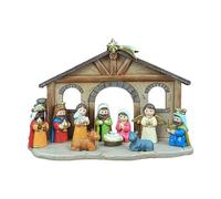 ordinarYone Classical Cartoon Nativity Manger Scene Set Resin Figures For Christmas Home Decors And Holiday Storytelling Ornaments