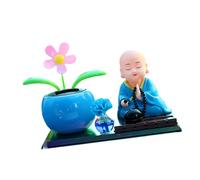 ordinarYone Solar Energy Buddhist Monk Sculpture Dashboard Decoration ABS Car Interior Ornament Little Monk Statue