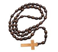 ordinarYone Wood Beads Rosary With Natural Beads and Crosses Pendants for Meditations Elegant Wood Grains Rosary Beads