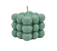 Ordinate Bubble Candle Handmade Sustainable Soy Wax and Beeswax Living Room Decoration Bubble Candles in Cube Shape Cream Fragrance Free 5.5 x 5.5 x 5.5 cm (Patina Green)